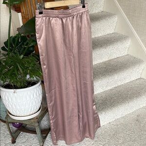 Jason Wu Elegant Rose Gold Blush Pink Satin Wide Leg Pants